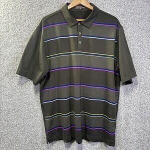 Nike Golf Polo Shirt Mens XL Green Stripe Dri-FIT Performance Short Sleeve Golf